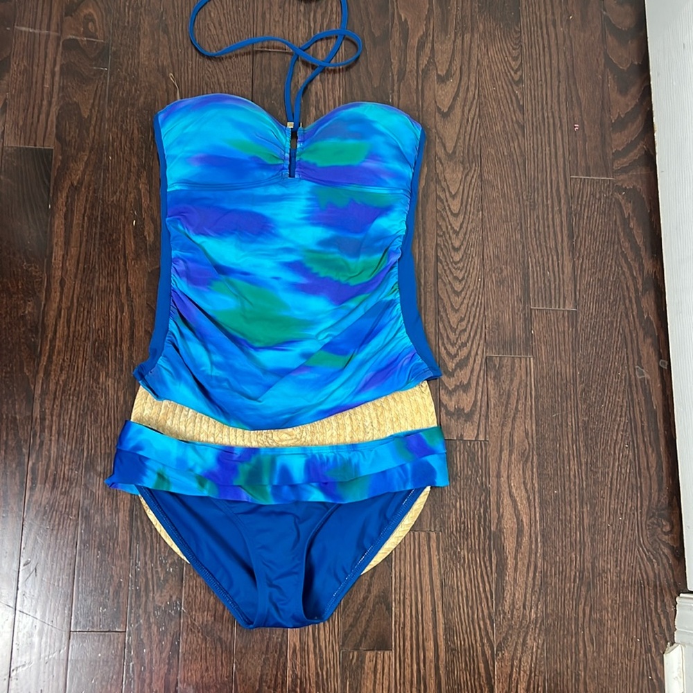 La Blanca By Rod Beattic Occean Print Tankini Bikini Set Size 8